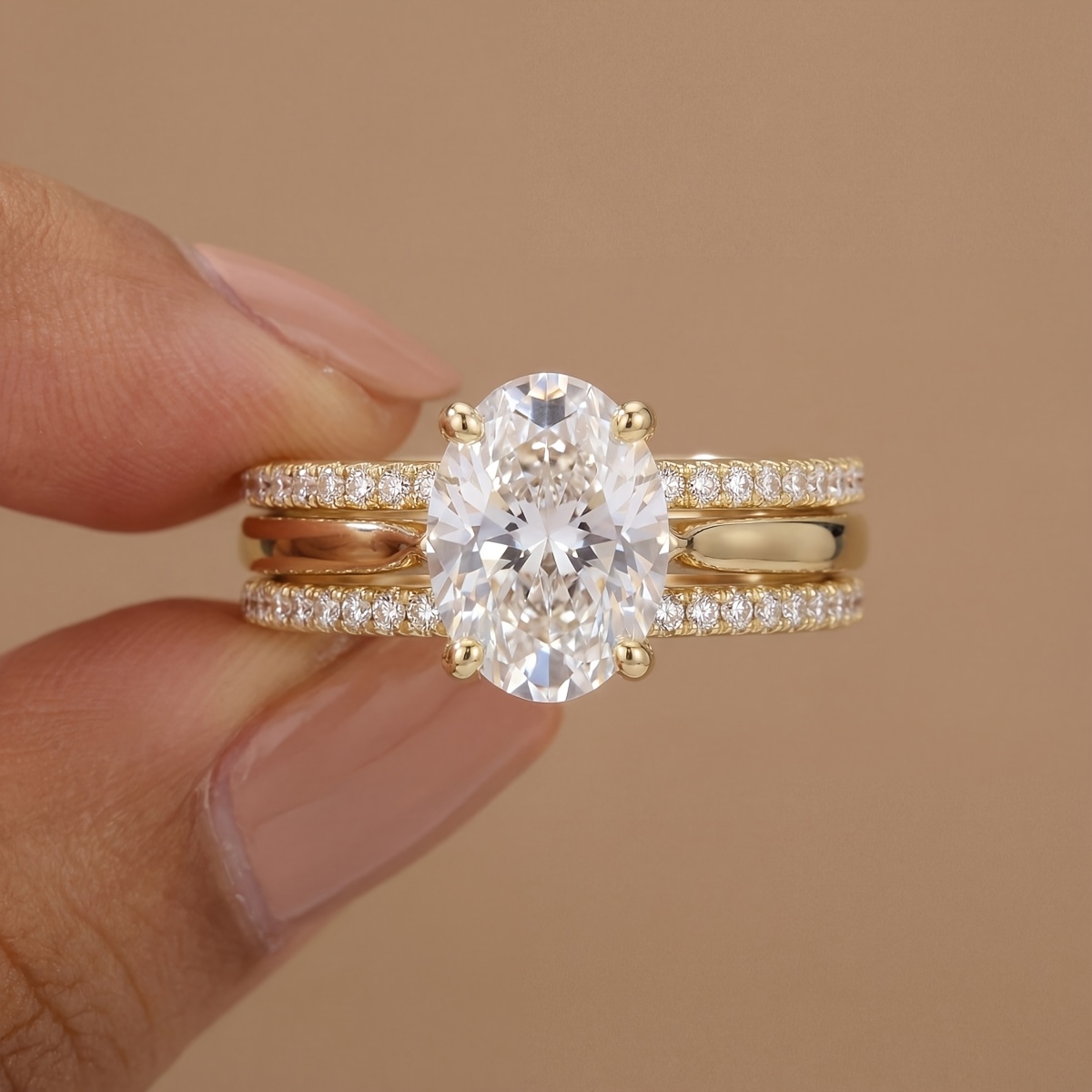 3pc Delicate Four Claws Ring Set for Women